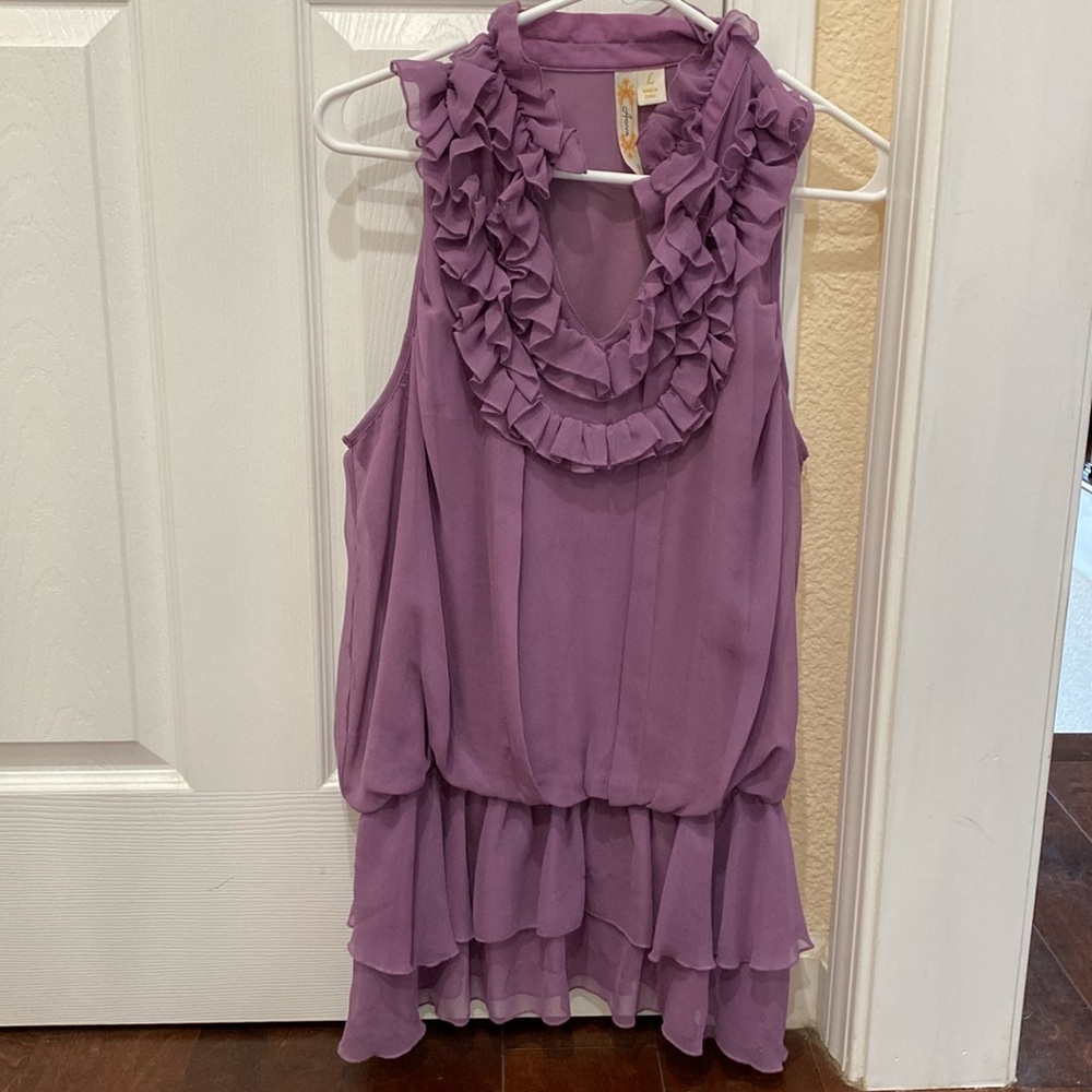 Adiva Woman’s Pink Purple Sleevless Top Blouse Size Large
